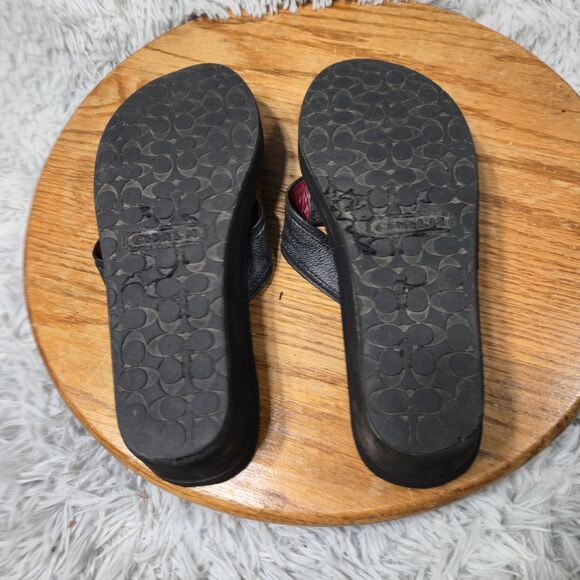 Coach Jolene Womens Size 7.5B Signature Platform Wedge Flip-Flops Sandals - Picture 6 of 8